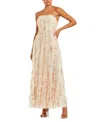 Mac Duggal Mesh Micro Ruffle Strapless Gown In Ivory Multi