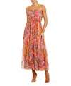 Mac Duggal Mesh Micro Ruffle Strapless Gown In Multi
