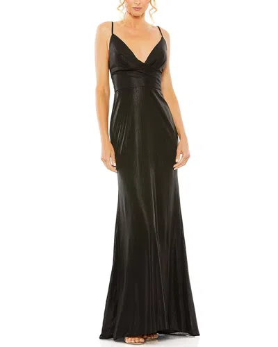 Mac Duggal Metallic Faux-wrap A-line Gown Black Bl