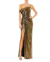 Mac Duggal 26728 Prom Long Formal Metallic Dress In Brown