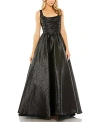 Mac Duggal Metallic Pleated Bodice Ballgown In Black