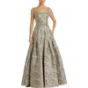 Mac Duggal Metallic Zebra Print Sleeveless A-line Gown With Belt