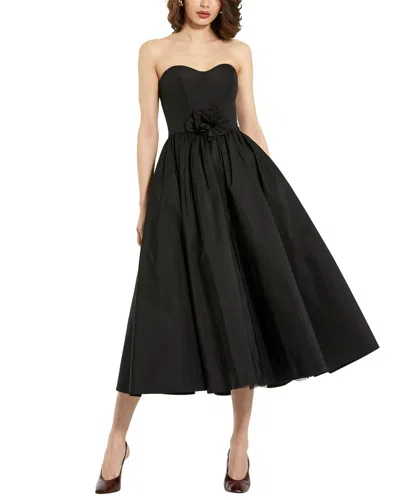 Mac Duggal 21023 A Line Tea Length Floral Detail Formal Dress In Black