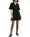 Mac Duggal Short Sleeve Pleated Hem Detail Button Up Sweater Dress