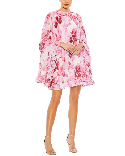 Mac Duggal Women's Ieena Floral Print Cape Minidress In Pink Multi