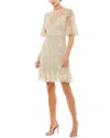 Mac Duggal Embellished Illusion High Neck Mini Dress
