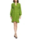 Mac Duggal Long Sleeve Bobble Knit Collared Button Up Dress In Multi