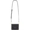 Mac Duggal Mini Leather Gold Strap Crossbody Bag In Black