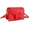 Mac Duggal Mini Leather Gold Strap Crossbody Bag In Cherry