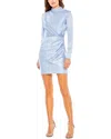 Mac Duggal Mock Neck Draped Long Sleeve Dress