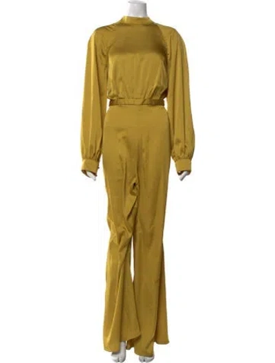 Pre-owned Mac Duggal Mock Neck Jumpsuit In Green