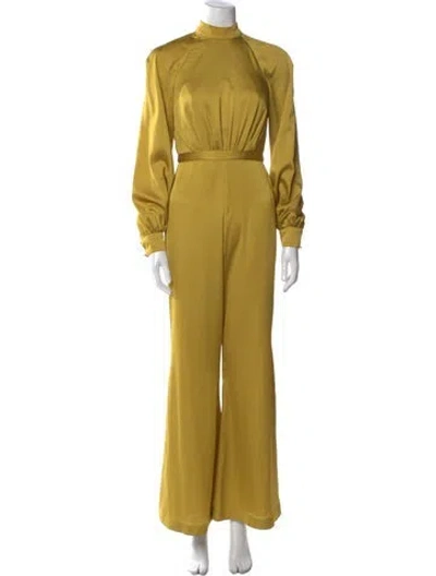 Pre-owned Mac Duggal Mock Neck Jumpsuit In Yellow