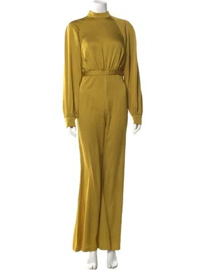 Pre-owned Mac Duggal Mock Neck Jumpsuit In Yellow