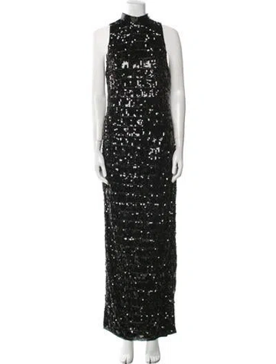 Pre-owned Mac Duggal Mock Neck Knee-length Dress In Black