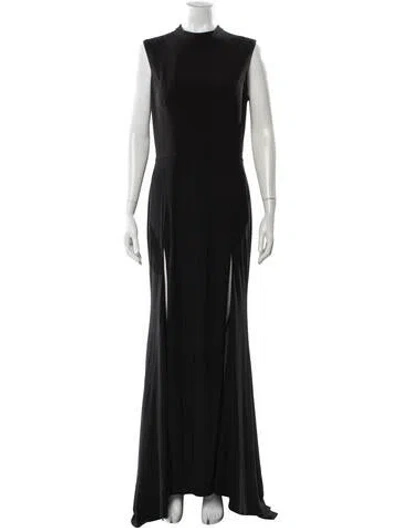 Pre-owned Mac Duggal Mock Neck Long Dress In Black