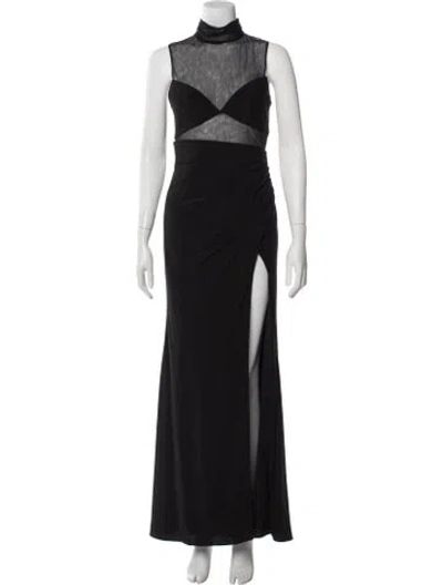Pre-owned Mac Duggal Mock Neck Long Dress In Black