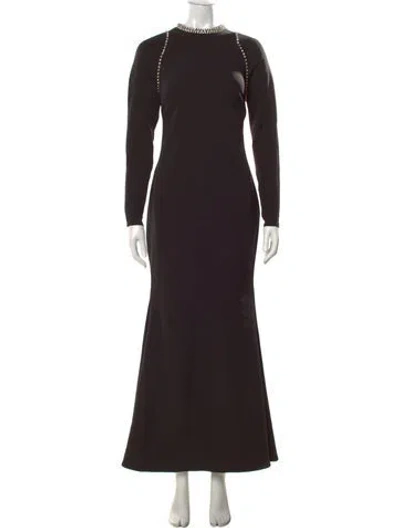 Pre-owned Mac Duggal Mock Neck Long Dress In Black