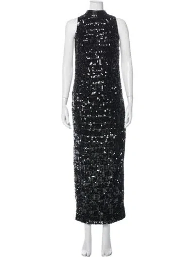 Pre-owned Mac Duggal Mock Neck Long Dress In Black