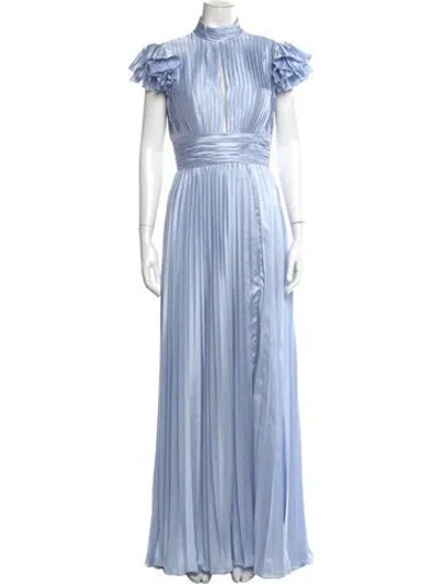 Pre-owned Mac Duggal Mock Neck Long Dress In Blue