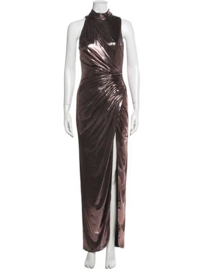 Pre-owned Mac Duggal Mock Neck Long Dress In Pink