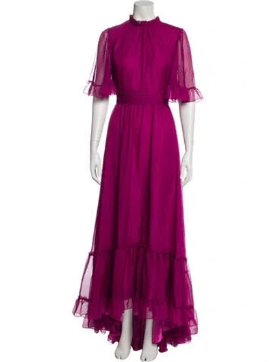 Pre-owned Mac Duggal Mock Neck Long Dress In Purple