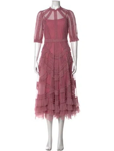 Pre-owned Mac Duggal Mock Neck Long Dress In Purple