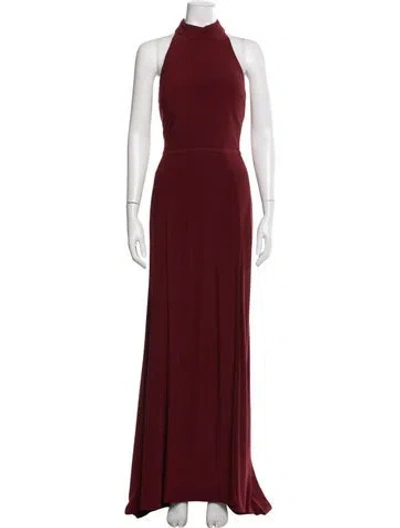 Pre-owned Mac Duggal Mock Neck Long Dress In Red
