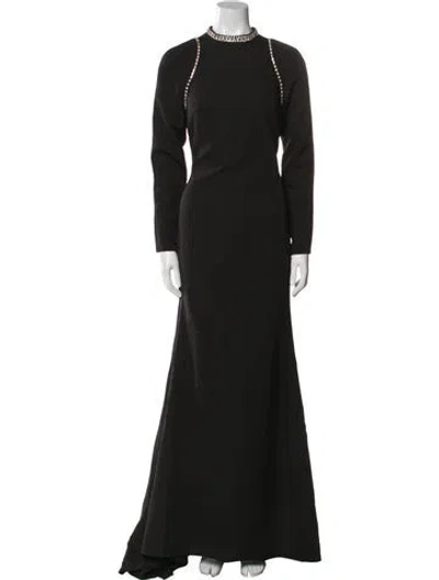 Pre-owned Mac Duggal Mock Neck Long Dress W/ Tags In Black