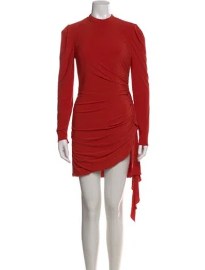 Pre-owned Mac Duggal Mock Neck Mini Dress In Orange