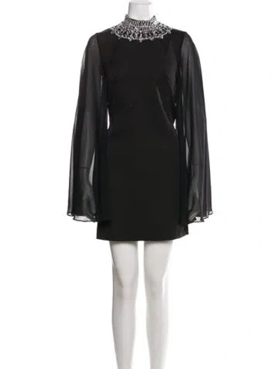 Pre-owned Mac Duggal Mock Neck Mini Dress W/ Tags In Black