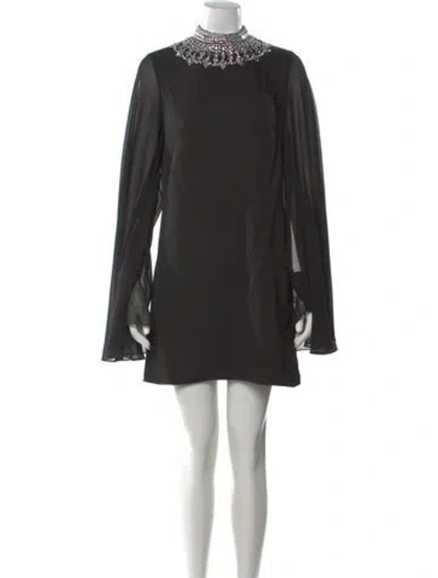 Pre-owned Mac Duggal Mock Neck Mini Dress W/ Tags In Black