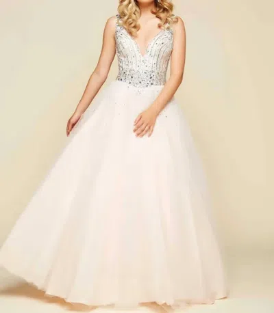 Mac Duggal Modern Ball Gown In Nude/silver In Multi