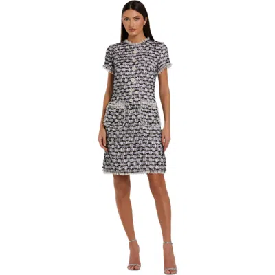 Mac Duggal Multicolor Cap Sleeve Floral Button Detail Shift Dress