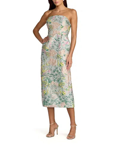 Mac Duggal Multicolor Strapless Brocade Midi Dress With Pockets