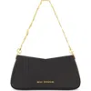 Mac Duggal Nappa Leather Gold Strap Shoulder Bag In Black