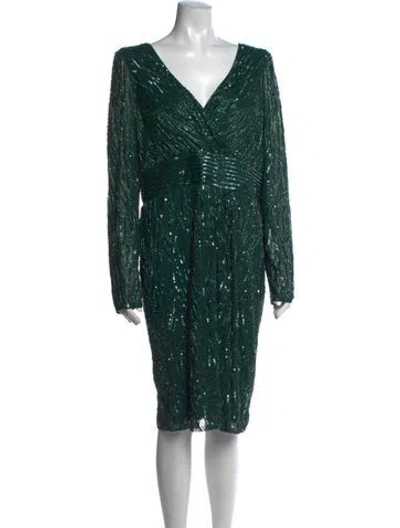 Pre-owned Mac Duggal Nylon Knee-length Dress In Green