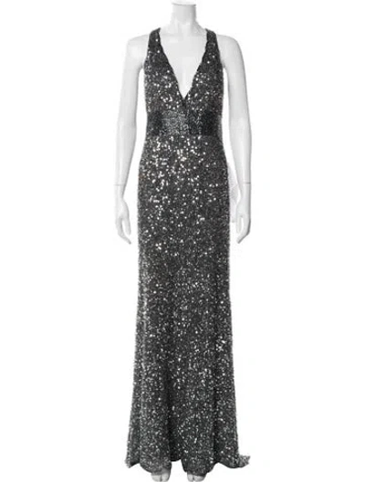 Pre-owned Mac Duggal Nylon Long Dress In Gray
