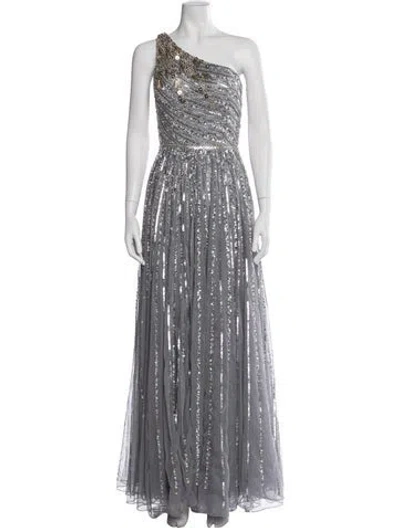 Pre-owned Mac Duggal Nylon Long Dress In Gray