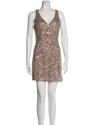 Pre-owned Mac Duggal Nylon Mini Dress In Neutral