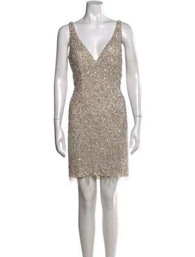 Pre-owned Mac Duggal Nylon Mini Dress In Neutral