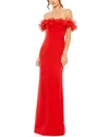 Mac Duggal Off-the-shoulder Crepe Gown With Ruffle Frill Neckline In Red