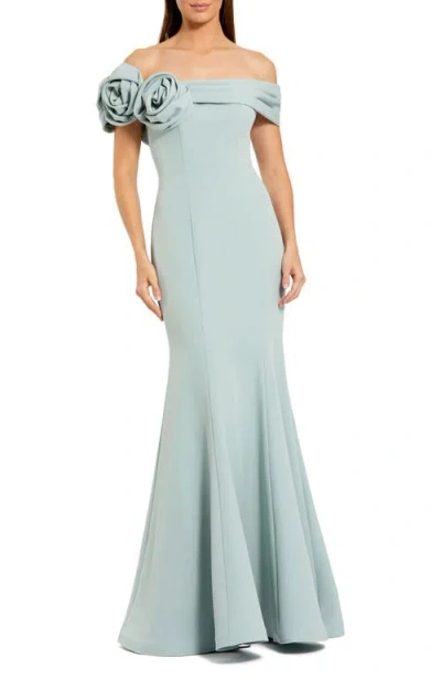 MAC DUGGAL MAC DUGGAL OFF THE SHOULDER CREPE MERMAID GOWN