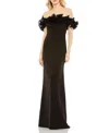 Mac Duggal Off The Shoulder Ruffle Detail Column Gown In Black