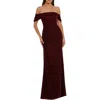 Mac Duggal Off The Shoulder Velvet Bustier Gown In Wine