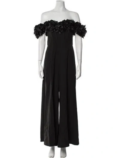 Pre-owned Mac Duggal Off-the-shoulder Jumpsuit In Black