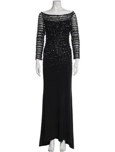 Pre-owned Mac Duggal Off-the-shoulder Long Dress In Black