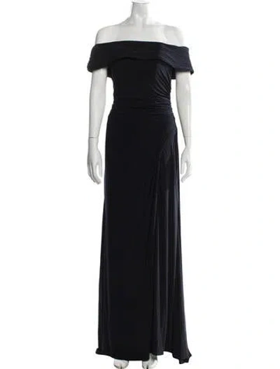 Pre-owned Mac Duggal Off-the-shoulder Long Dress In Black