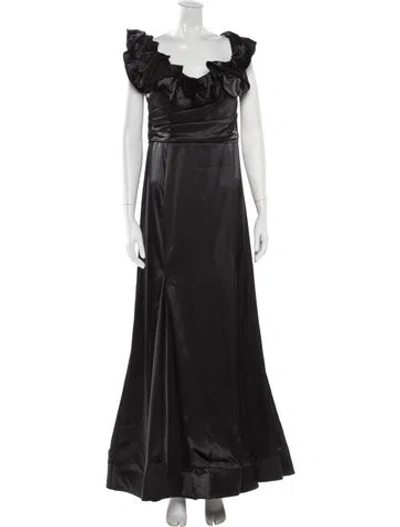 Pre-owned Mac Duggal Off-the-shoulder Long Dress In Black