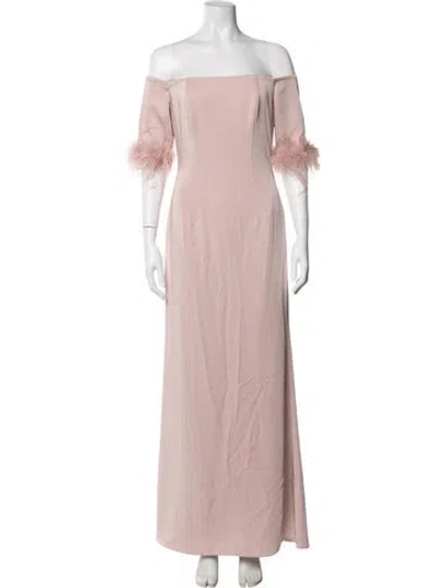 Pre-owned Mac Duggal Off-the-shoulder Long Dress In Pink