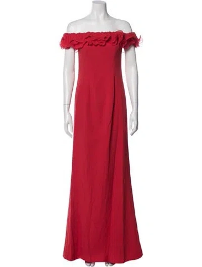 Pre-owned Mac Duggal Off-the-shoulder Long Dress In Red